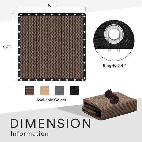 Miniatura 6 de VICLLAX Sombra 90% Tela para el sol, pantalla de privacidad con ojales reforzados para patio al aire libre, jardín, pérgola, toldo, 16 x 16 pies,