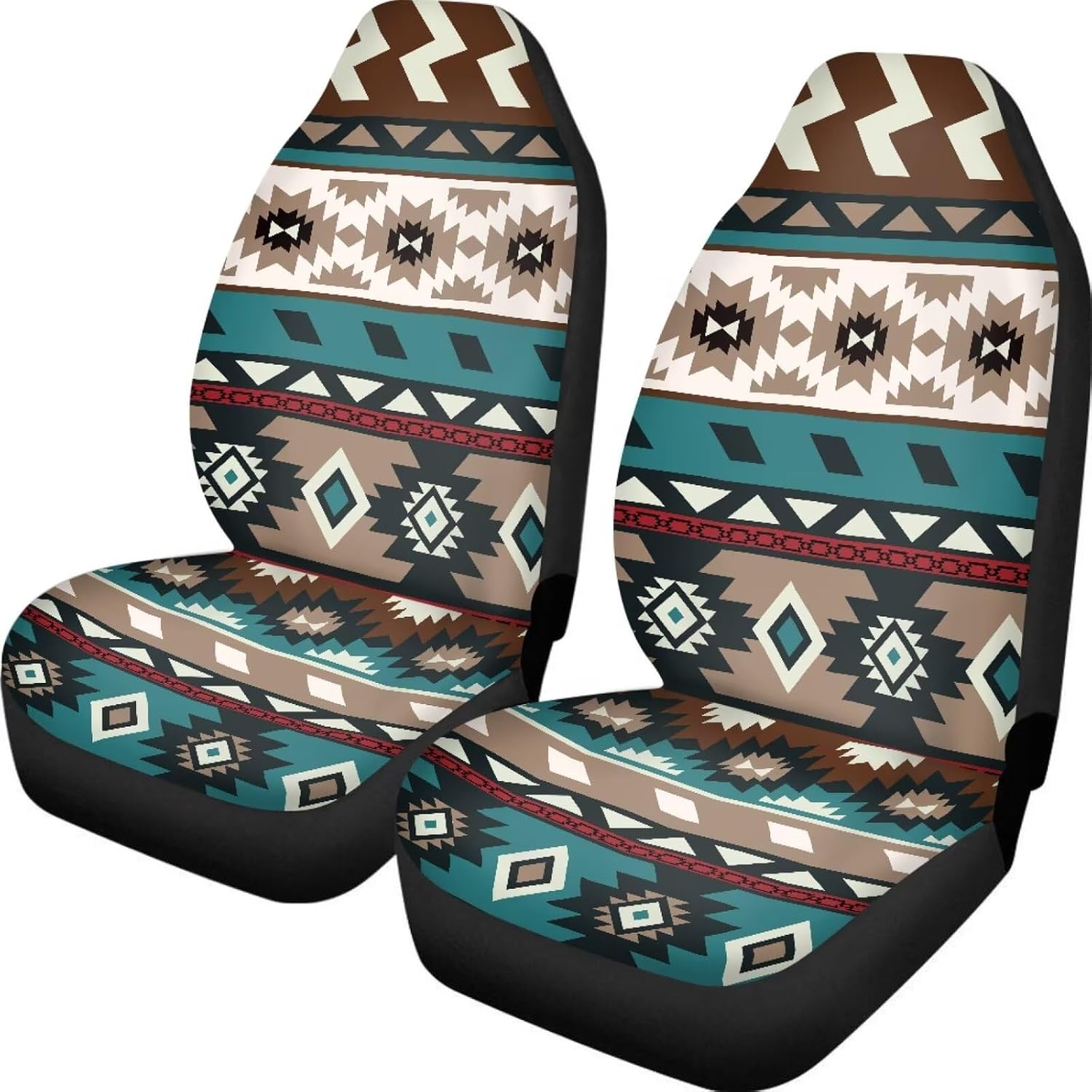 Aztec Print Automotive Seat Cover Front Only 2 Pack Dust-Proof Elastic Front Seat Cover Cloth for Cars, Universal Fit