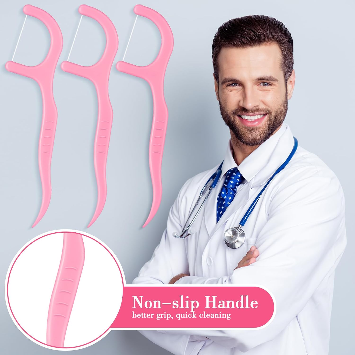 Baderke 200 Count Floss Picks Bulk Non Breakable Tooth Picks Flosser Dental Floss Sticks for Adults Teeth Cleaning Dental Flossers for Family Pack Travel (Pink)