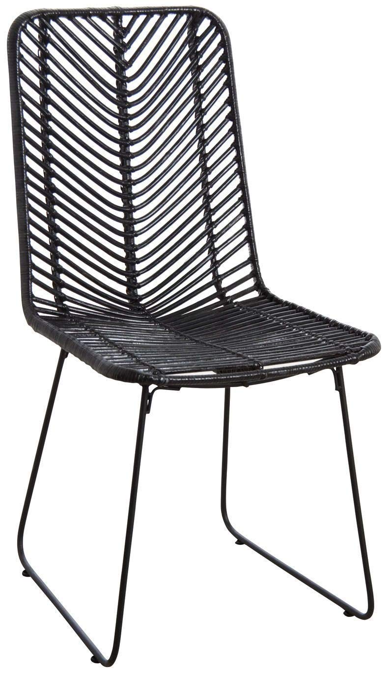 Chaise en rotin laqué de haute qualité avec piétement métallique épuré