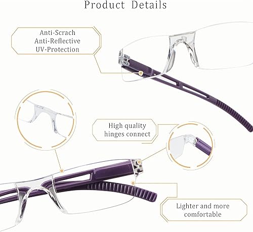 Miniatura 2 de LifeArt 4 pares de anteojos de lectura, anteojos con filtro de luz azul, anteojos de computadora para mujeres y hombres, marco de anteojos