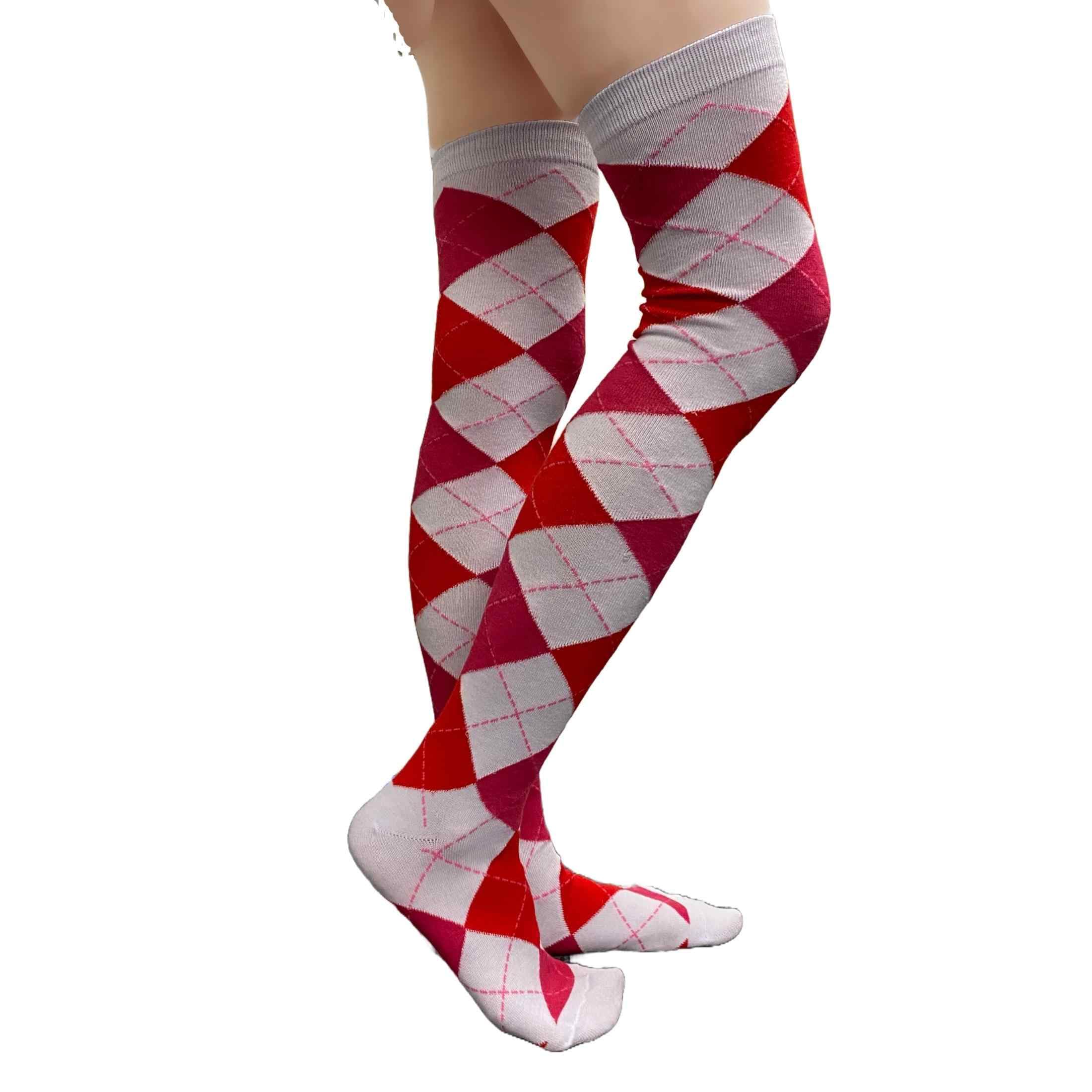 COUVER Women Argyle Thigh High Socks