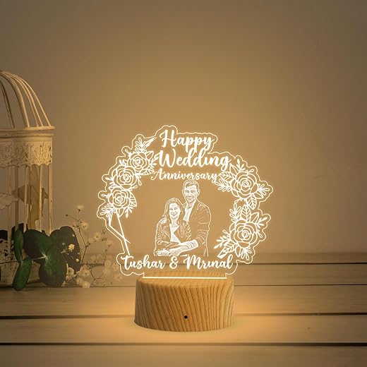 GIFTMEBAZAR Customized Couple Photo Led Lamp with Warm White Lamp &amp; On/Off Touch Button Gift for Anniversary to a Couple |...