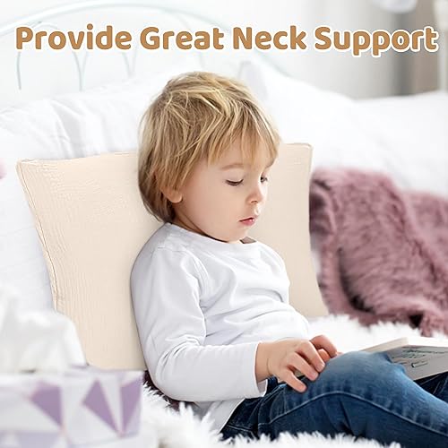 Miniatura 4 de Pro Goleem Almohada para niños pequeños con funda de almohada de muselina de algodón, 13 x 18 pulgadas, almohadas suaves para niños, almohada para