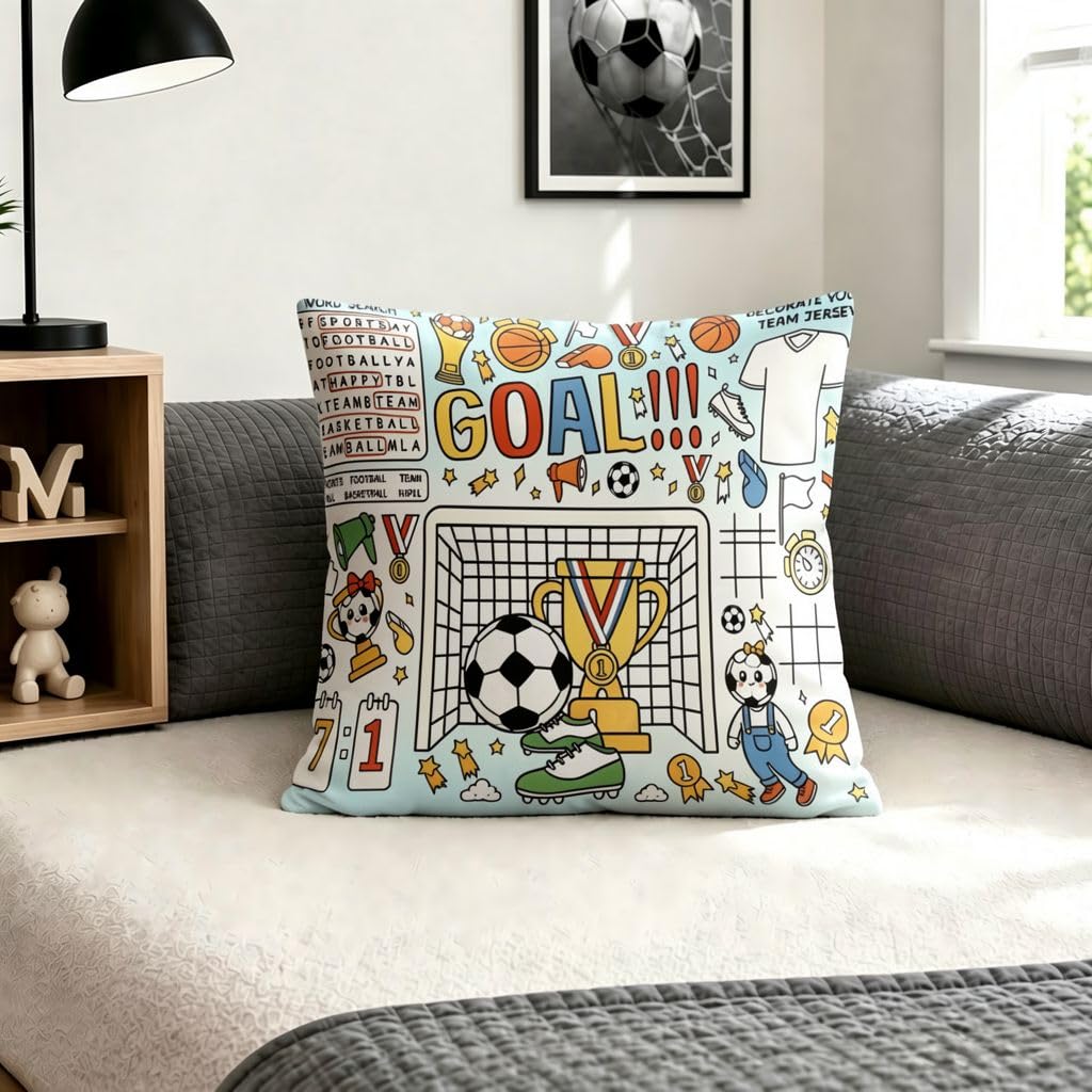 Soccer Basketball Trophy Game Pillow Cover -14x14