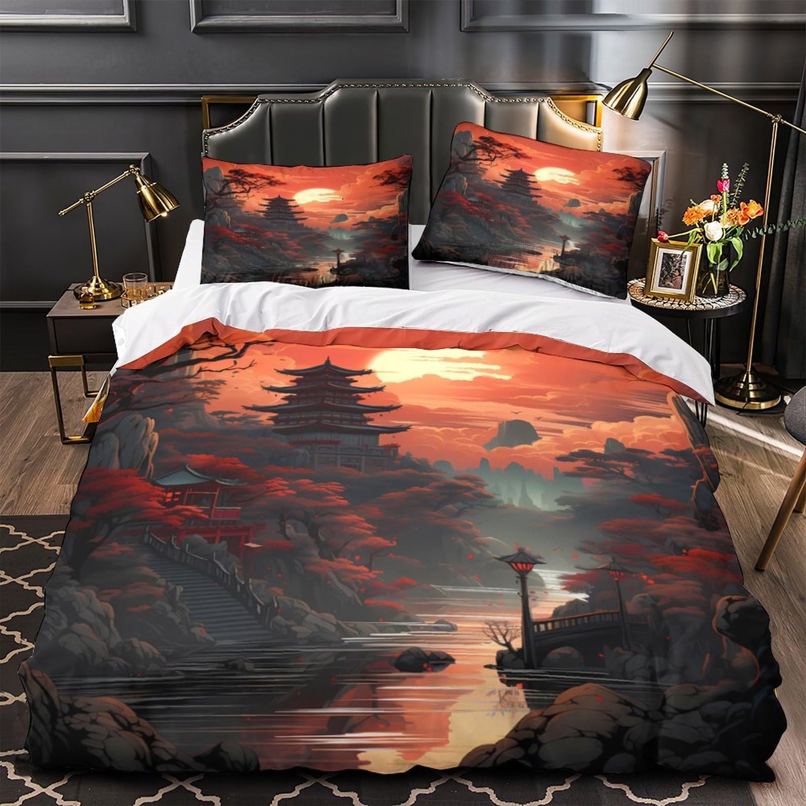 Linge de lit 3D microfibre résistant ensemble de literie King 3 pièces