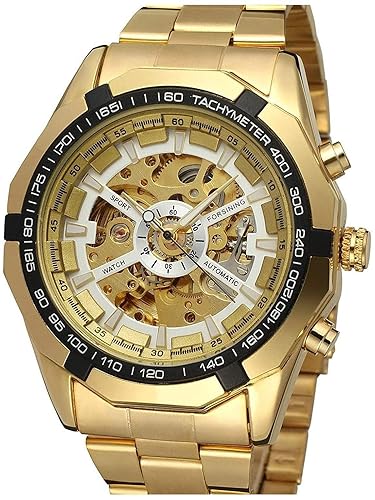Classic Mens Skeleton Automatic Mechanical Watches Luxury Carving Flower Craft