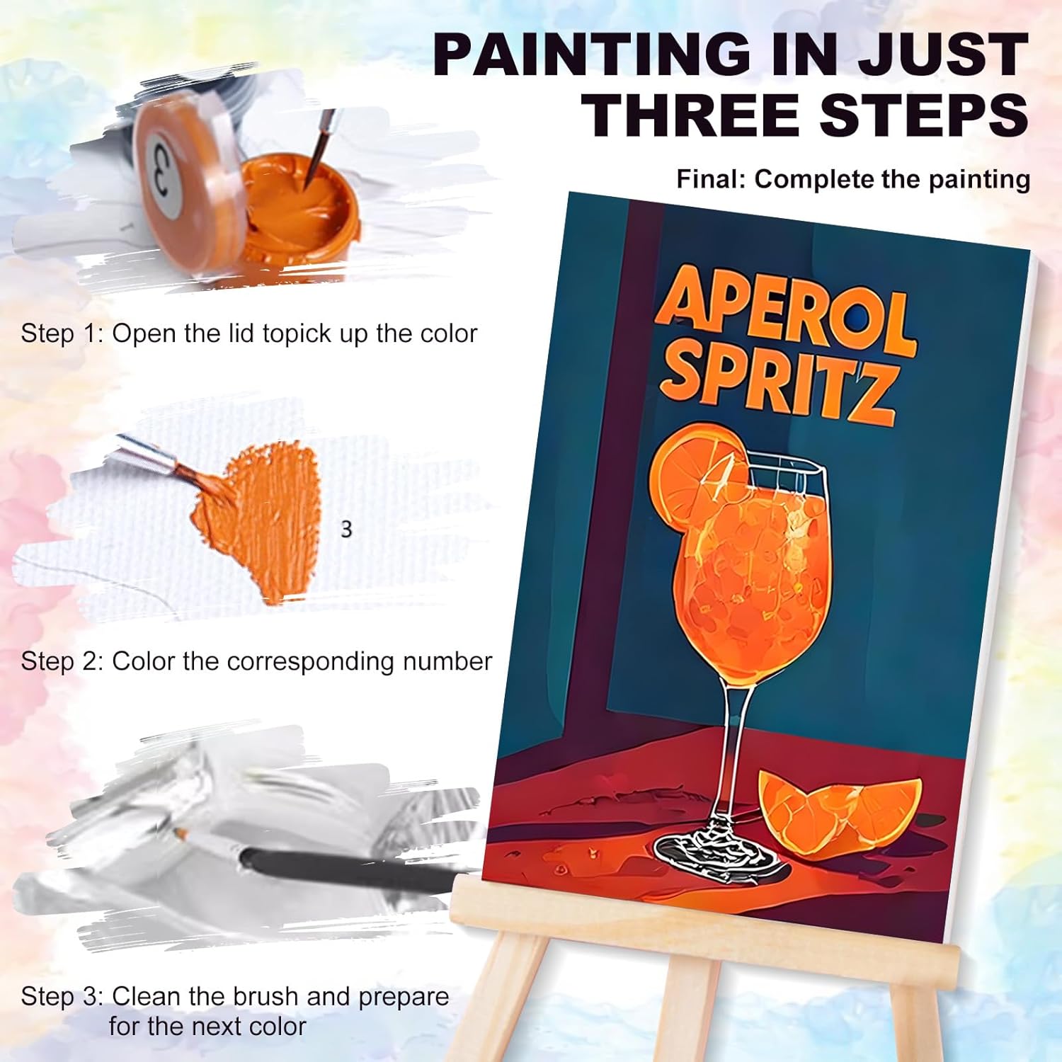 4 Pack Framed Paint by Numbers Kit for Adults Beginner with Wooden Easel, Cocktail Paint by Number Kits with Frame, DIY Acrylic Cocktail Painting by Numbers for Home Wall Decor Gift 8x12 inch