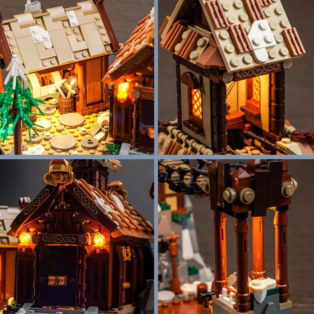BrickBling LED Lighting Kit Compatible with Lego Viking Village for Adult, Remote Control Lights Compatible with Lego 21343-Lights Only, No Model