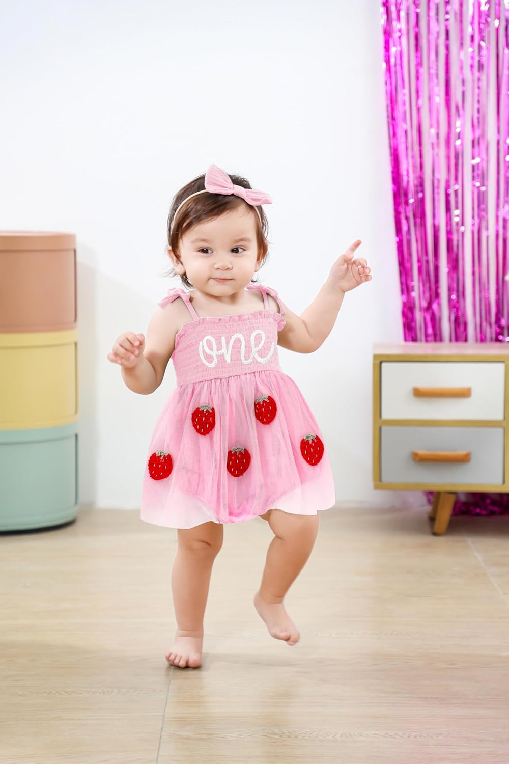 Baby Girl 1st Birthday Clothes One Year Old Tulle Romper Sleeveless Bodysuit Cake Smash Outfits - Image 3