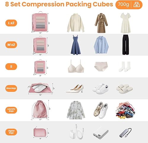 Miniatura 2 de Juego de 8 cubos de compresión para maleta, organizadores para viajes