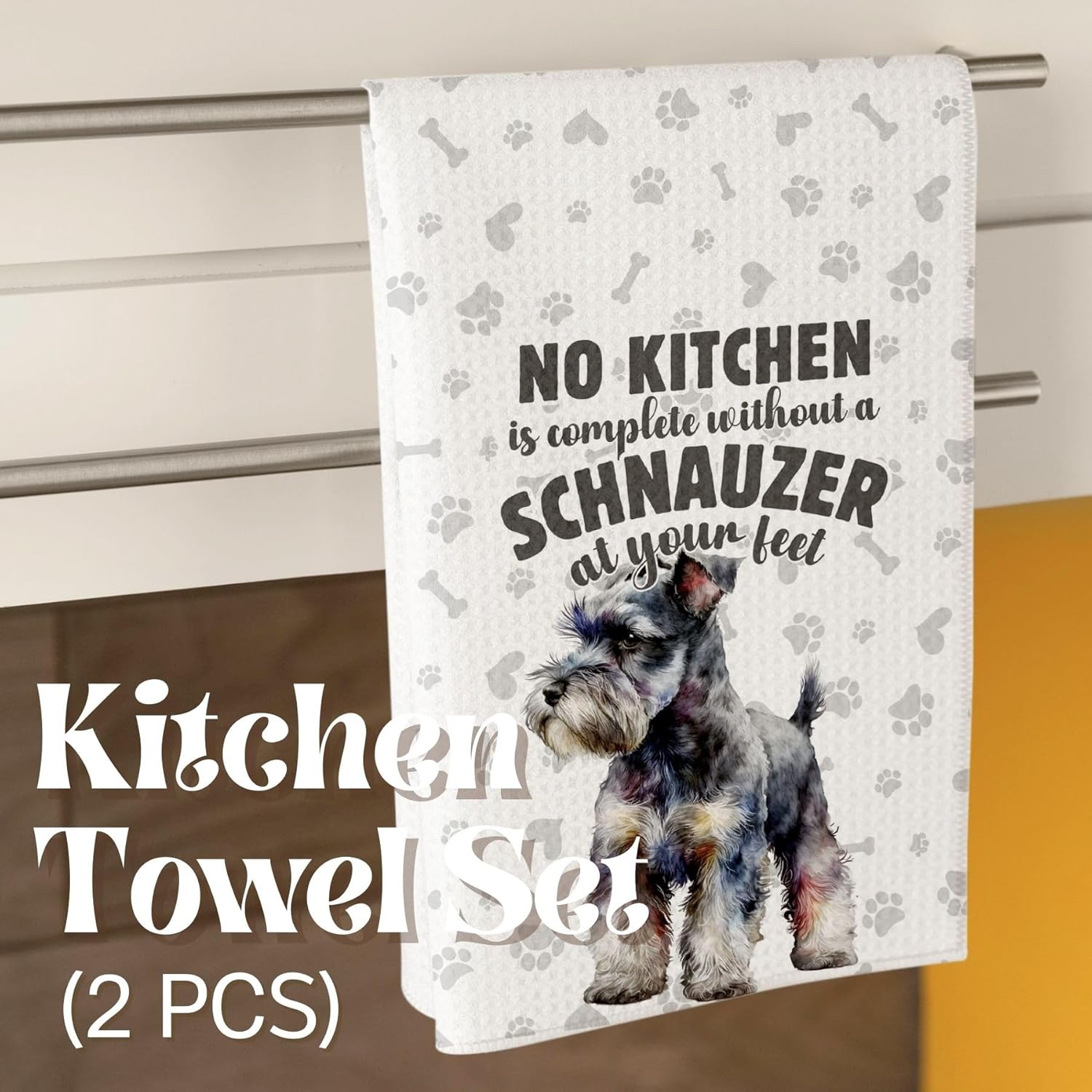 InnoBeta Schnauzer Gifts for Women, Kitchen Towel Set, 16x24 in Microfiber Dish Tea Towel, Hand Towel Gifts for Schnauzer Owners, 2 Pack - Image 2