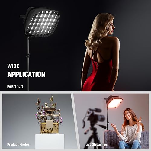 Miniatura 6 de NEEWER Difusor Softbox para panel de luz de video LED RGB1200, 16.5 x 14.6 pulgadas, plegable con rejilla de panal, correa y bolsa para estudio