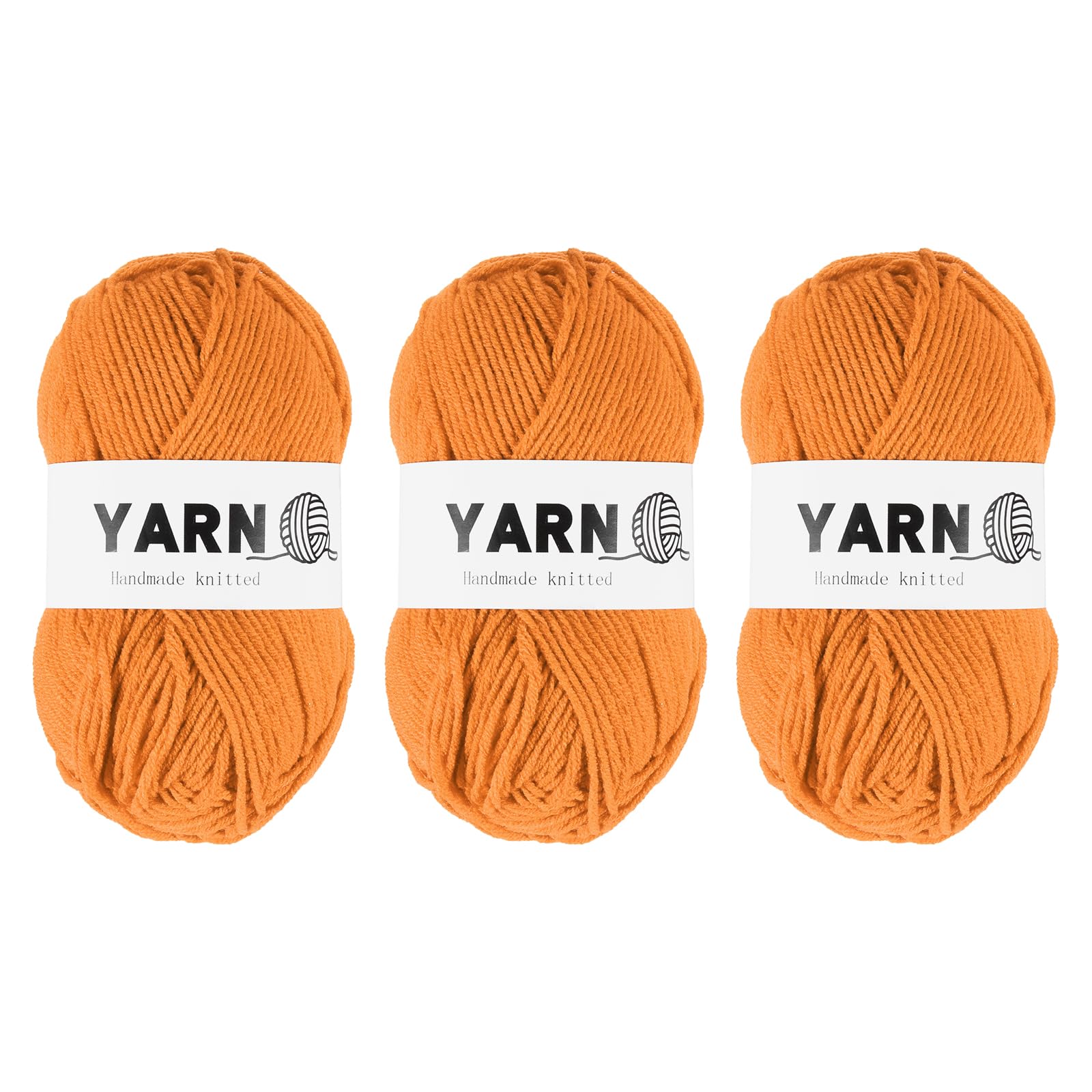 Rebower 3Pcs Orange Acrylic Yarn 400 Yard 4 Ply Soft Crochet Yarns Sport Weight Yarn,[for DIY Crocheting Knitting Craft Blankets Hats]-150g