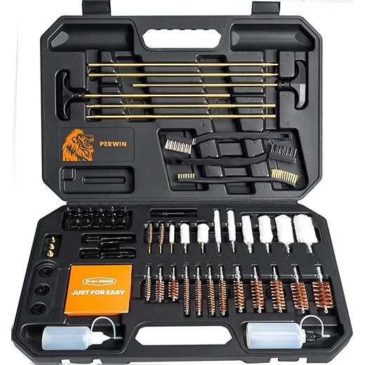 PERWIN Universal Gun Cleaning Kit, Cleaning Supplies with Brass Rods and Tough Carrying Case