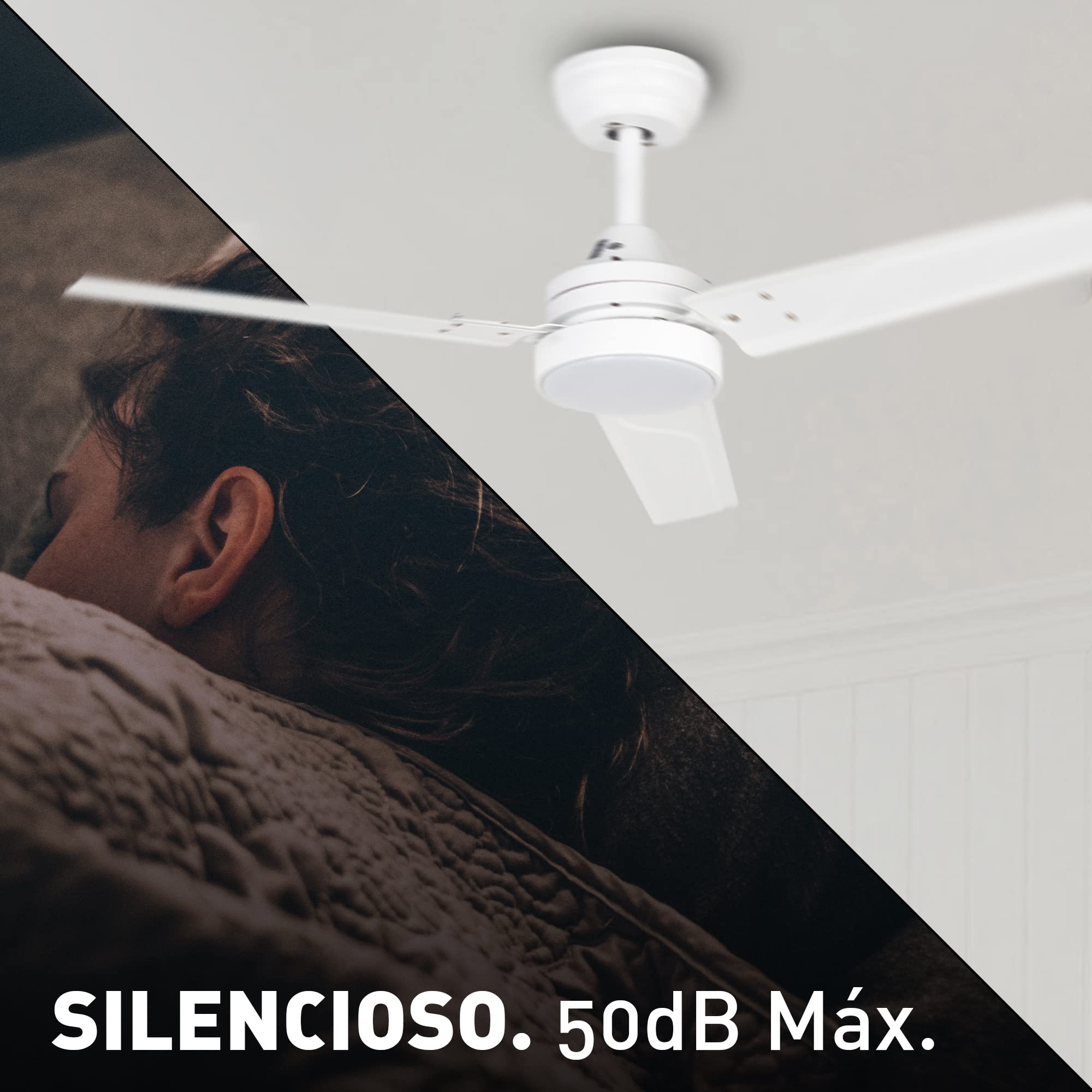 Jata JVTE4233 - Ventilador de Techo con Luz. 6 velocidades. Con mando a distancia. Programable. Bajo consumo. Muy silencioso. Uso: invierno/verano