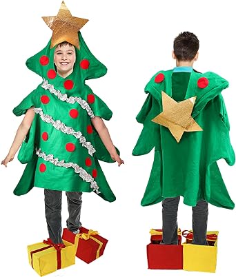 Dacnod Christmas Tree Costume Women,Christmas Tree Dress Onesie Set with Shoe Covers for Woman Cosplay