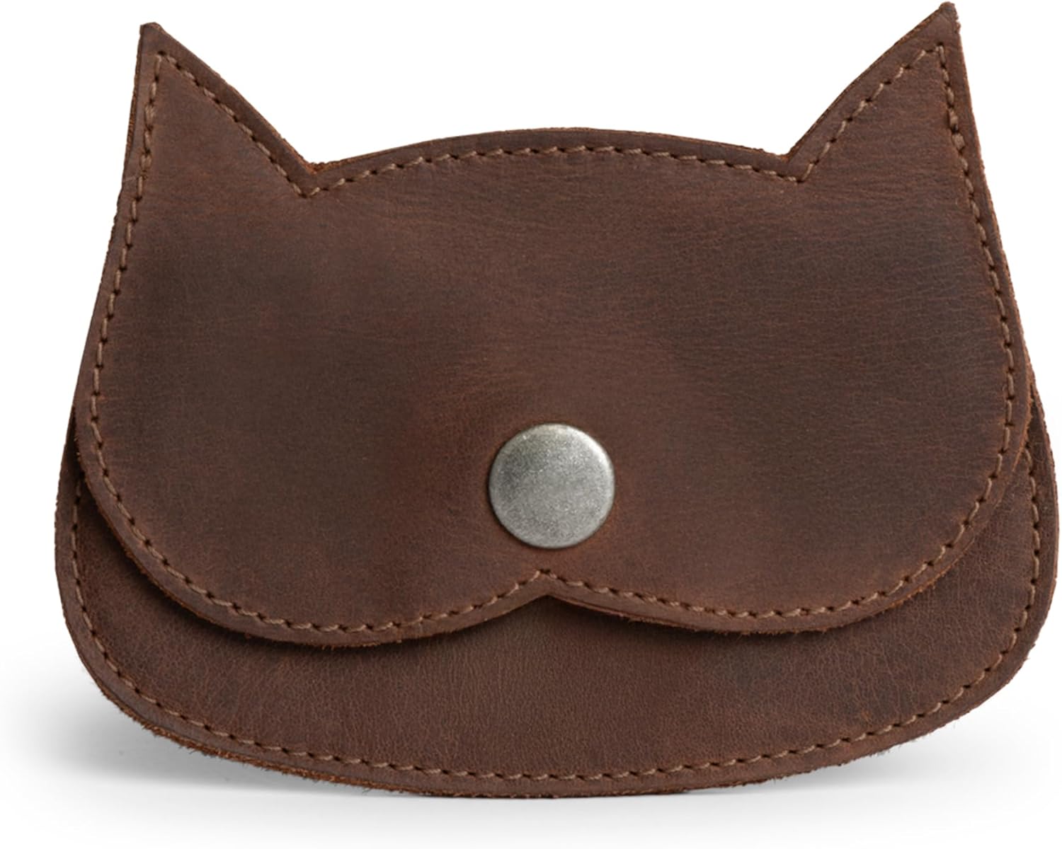 Hide & Drink, Cat Shape Wallet Handmade from Full Grain Leather - Bourbon Brown