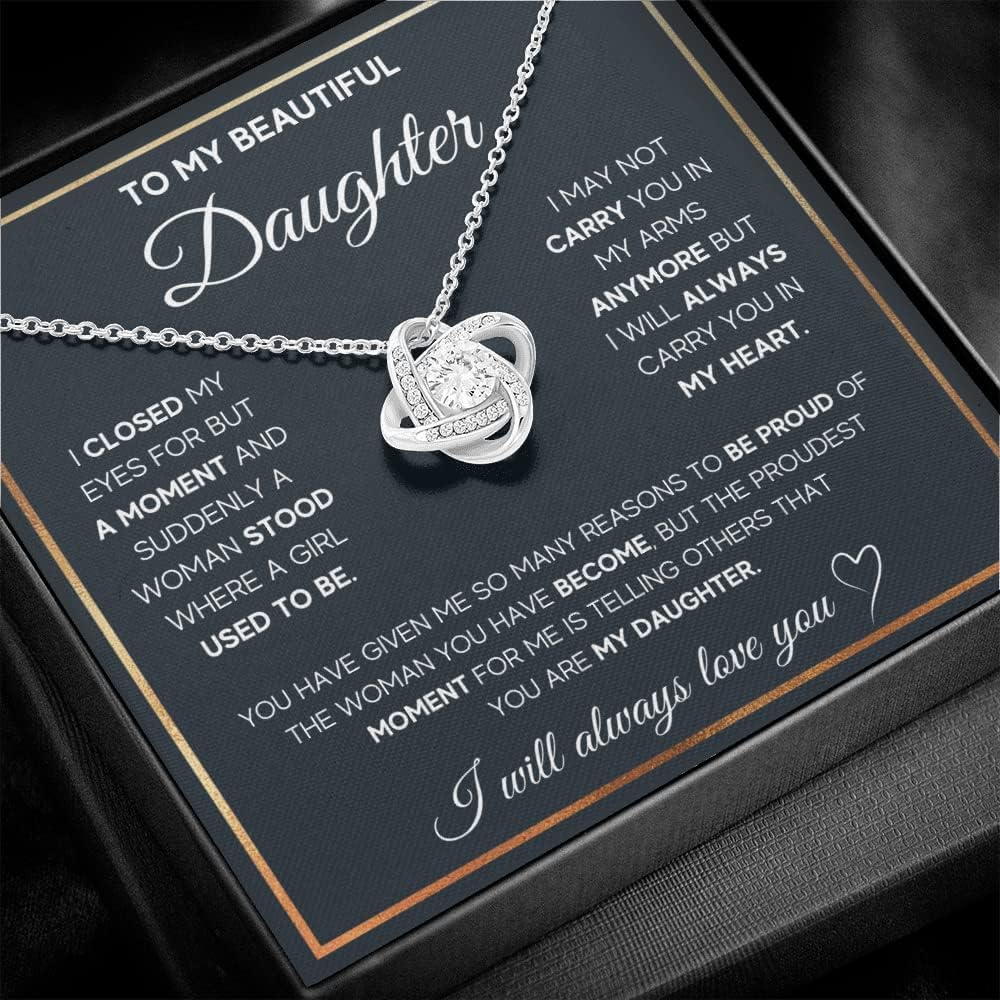 To My Beautiful Daughter Necklace from Mom & Dad | Cubic Zirconia Pendant with Heartfelt Message Card & Gift Box | Daughter Birthday, Graduation, Christmas Jewelry Gift from Parents - Image 2