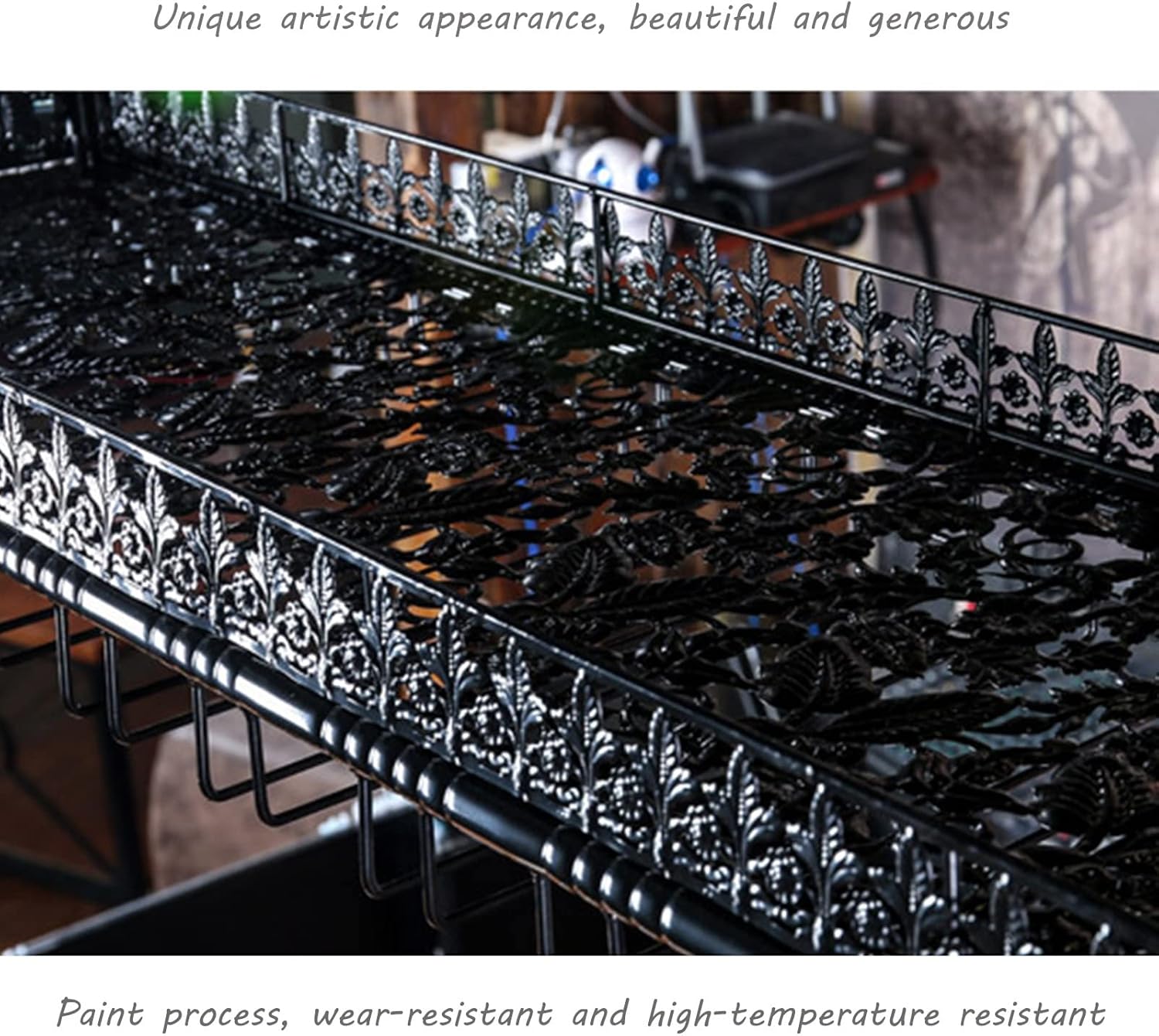 Ceiling Mounted Wine Rack with Adjustable Height Stylish Wine Glass and Bottle Storage Organizer for Home Bar or Restaurant Décor Space Saving Hanging Display Shelf (80x35cm)