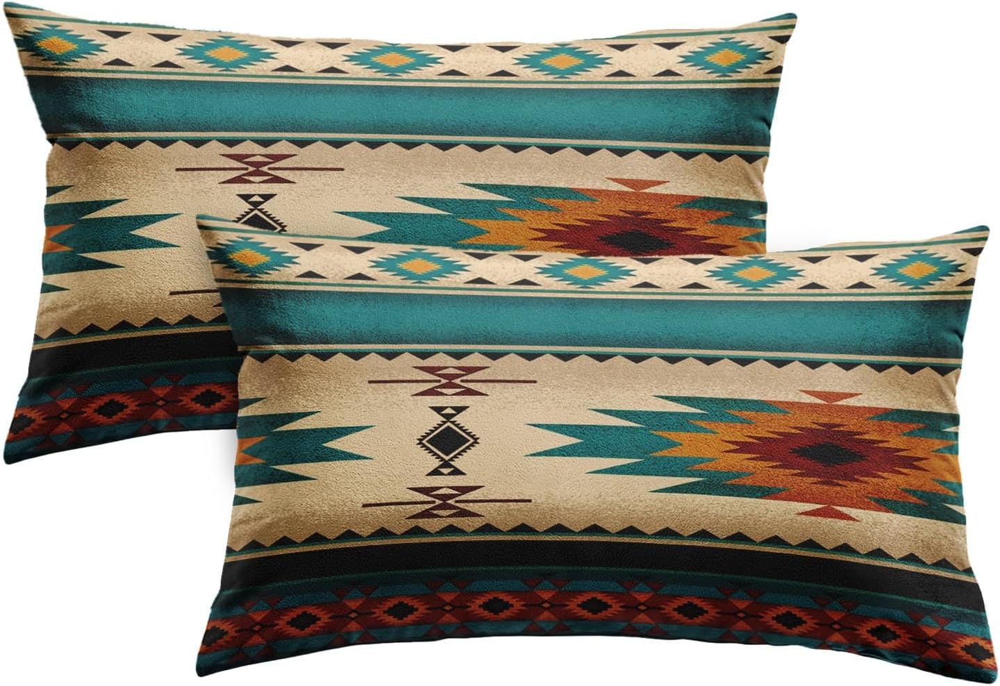 Emvency Kissenbezug-Set – 2er-Pack Mit Tribal-Print, Weicher Samt, 45x45 Cm