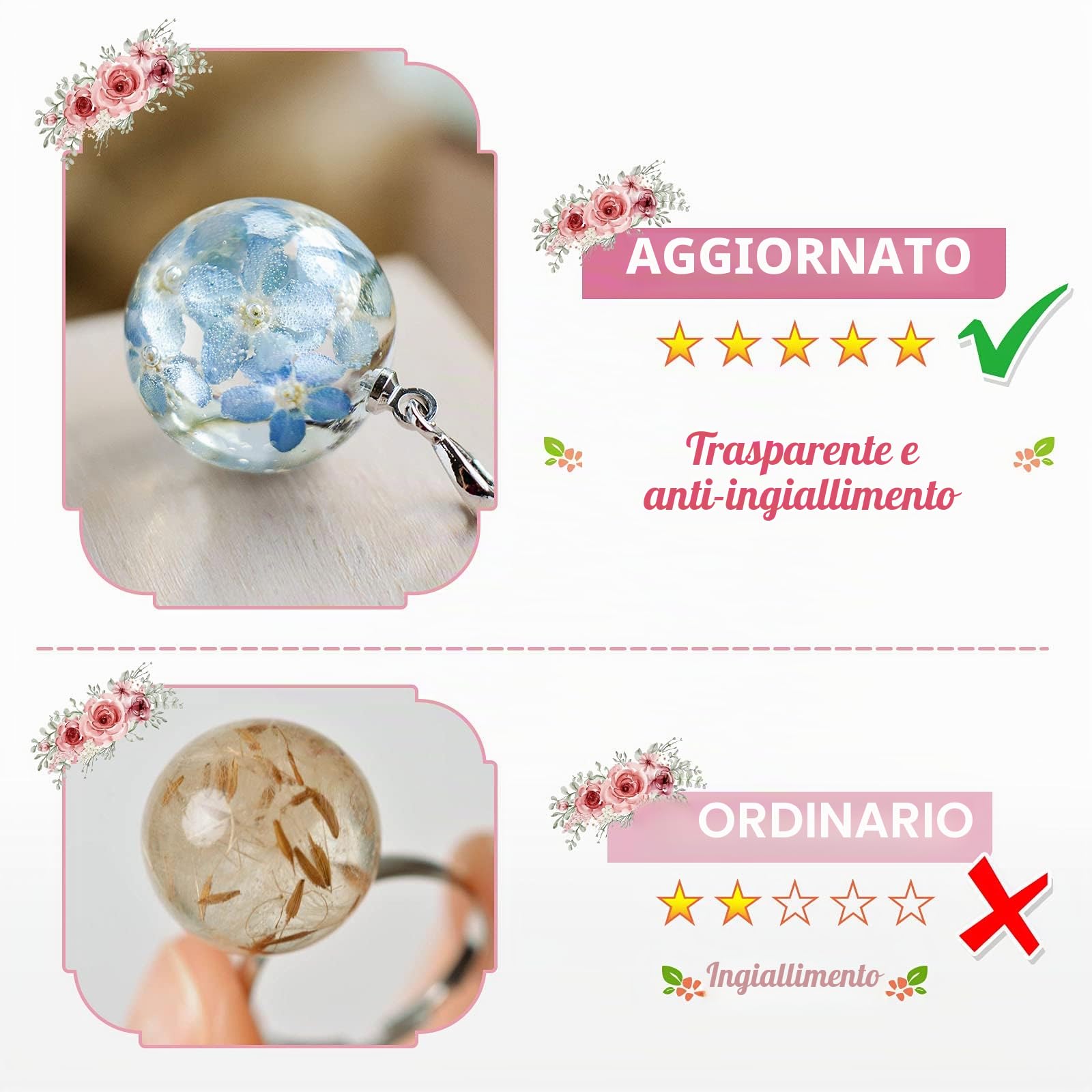 YIEHO 300g Kit Resina UV Trasparente per Gioielli con Lampada | Cristallino Duro Colla UV Resina Epossidica Trasparente Starter Kit per l'artigianato Artistico che Creano Gioielli