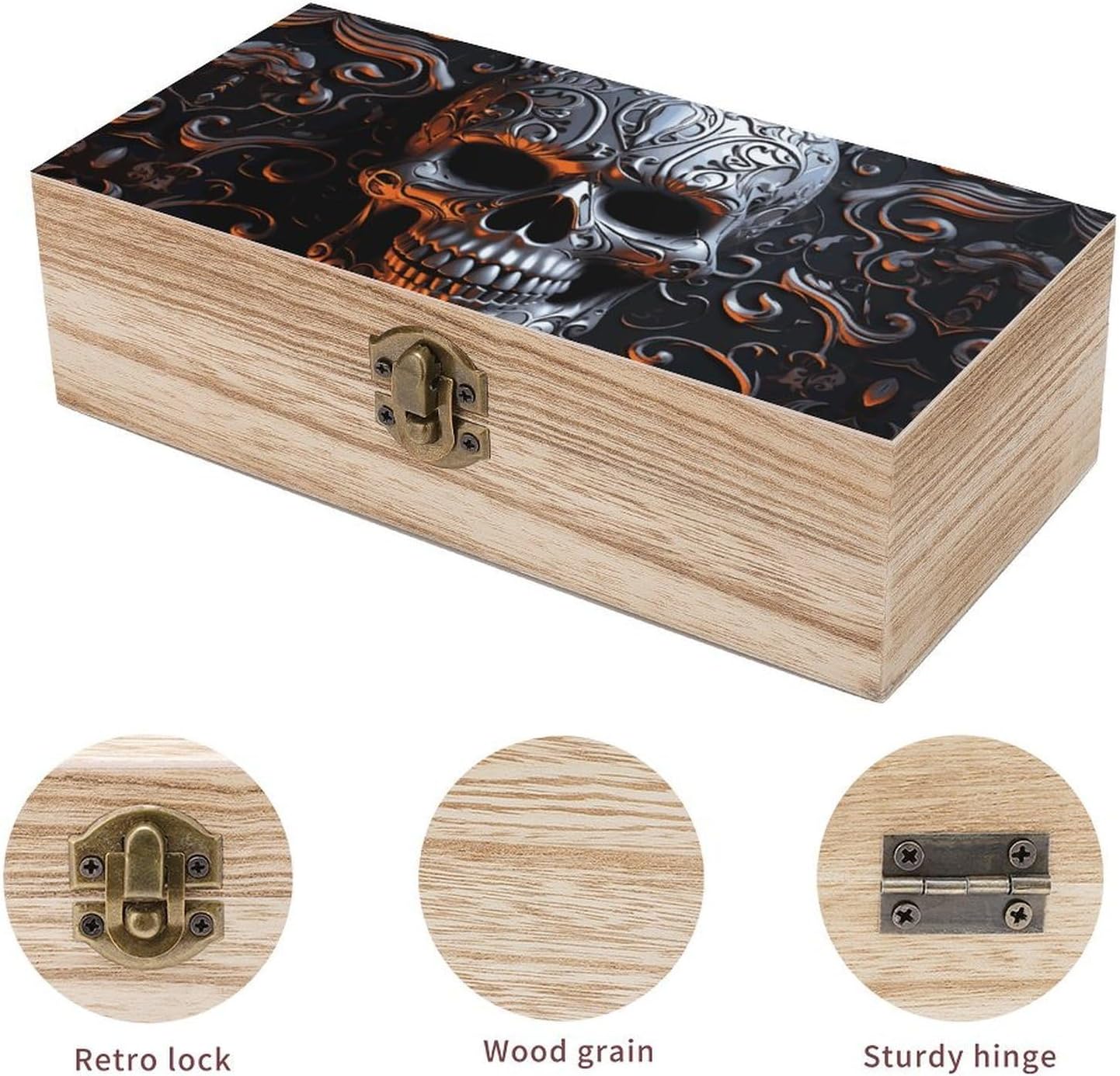 Cool Skull Graphics Keepsake Box Wooden Storage Box with Lid image 3