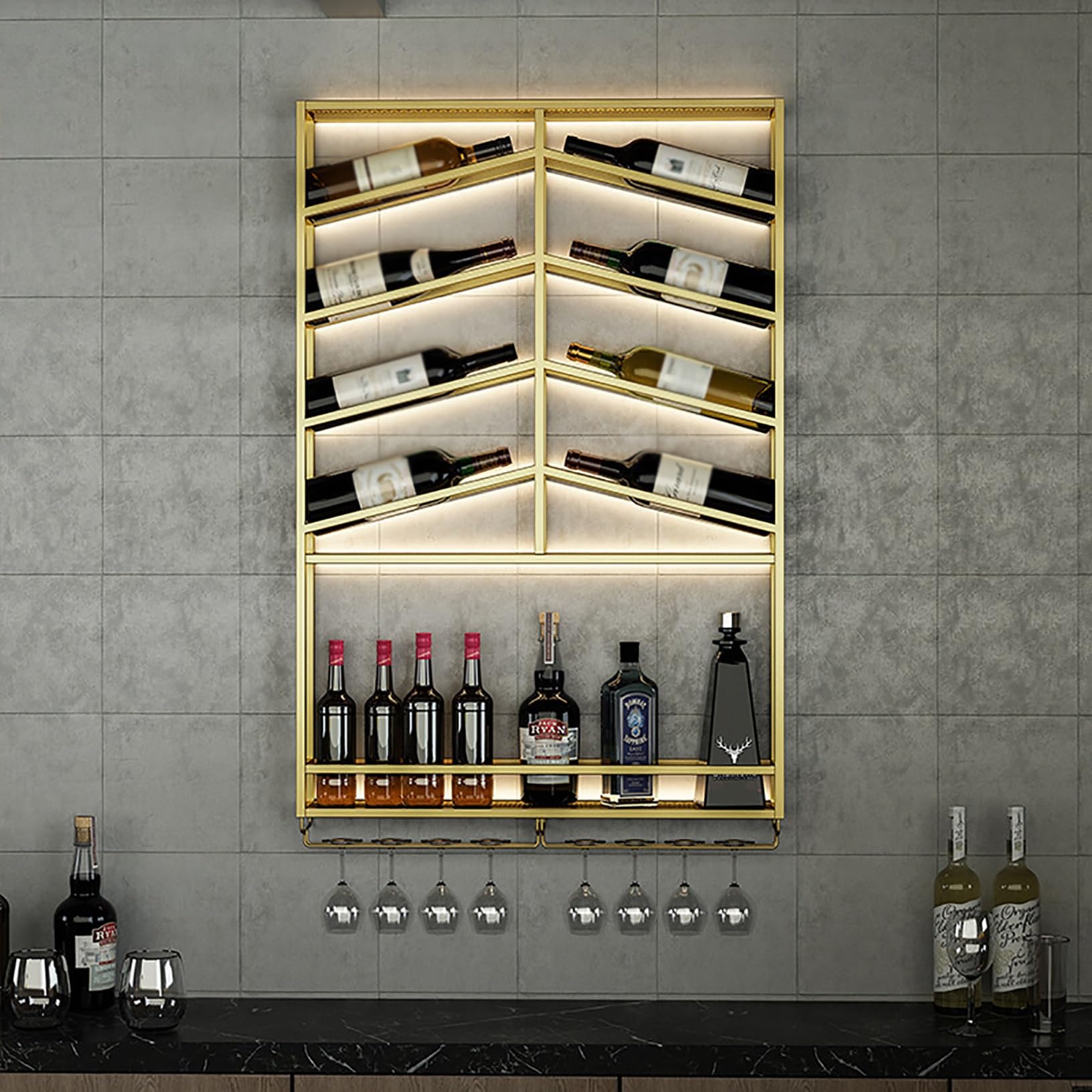 Étagères de bar flottantes lumineuses pour votre cuisine