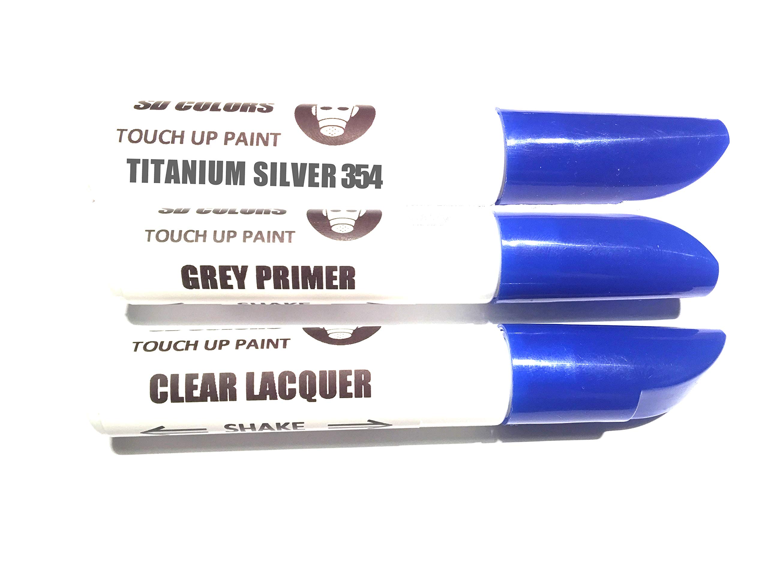 Sd Colors Paint+Lacquer+Primer Titanium Silver 354 New Touch Up Paint Pen Repair Kit 12Ml Scratch Chip Brush Color Code 354 Titan Silver (Paint+Lacquer+Primer)