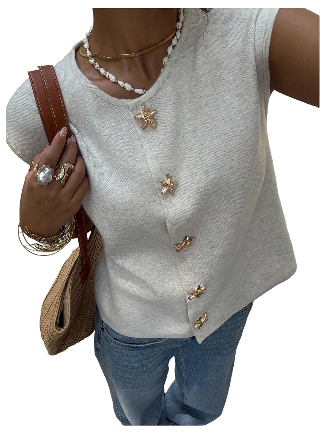 SOLY HUX Womens Button Down Sweater Vest Going Out Knit Tank Top Country Concert Outfits