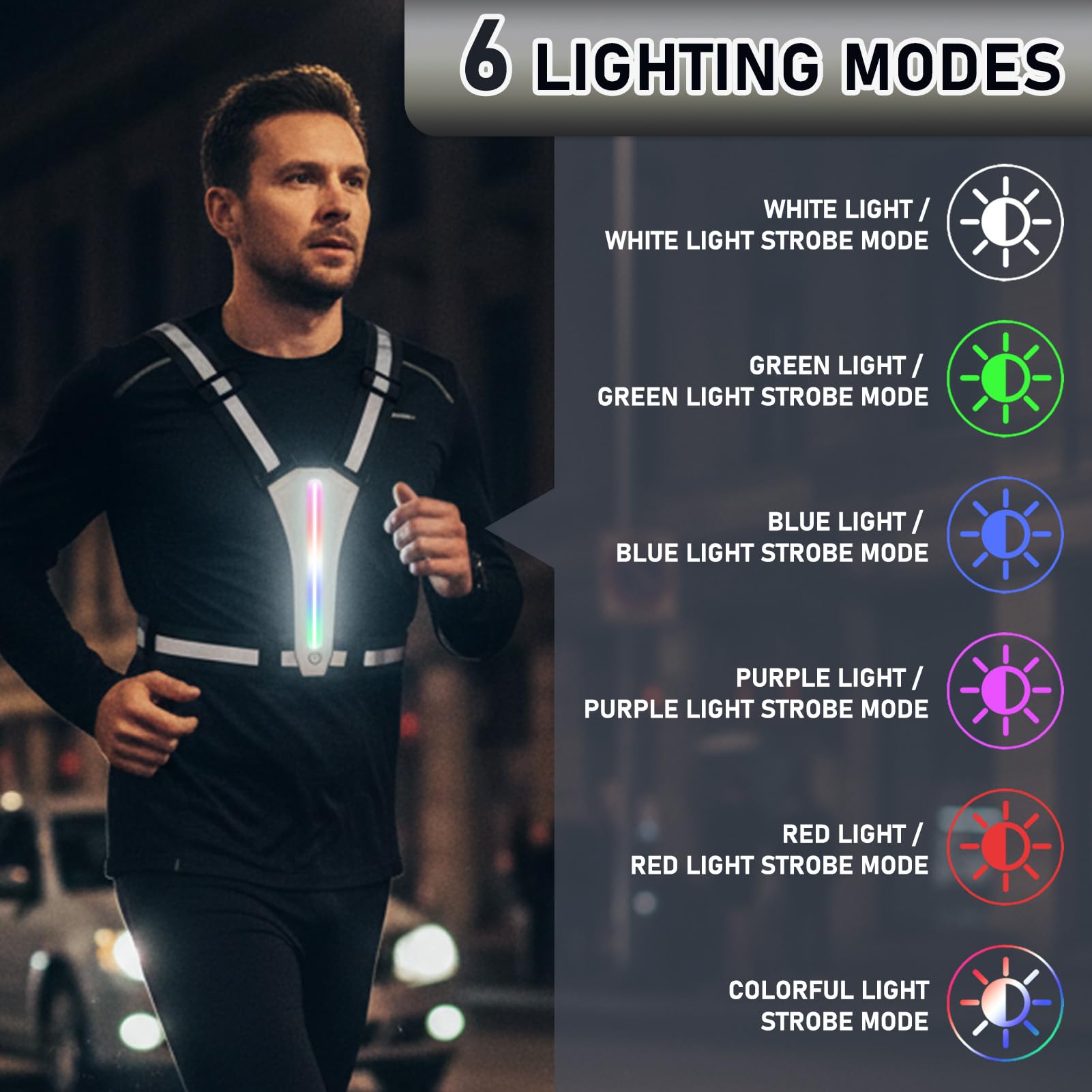 TaimeiMao Gilet Riflettente Riflettente a LED, Regolabile Gilet Riflettente di Sicurezza a LED Ricaricabile Tramite USB
