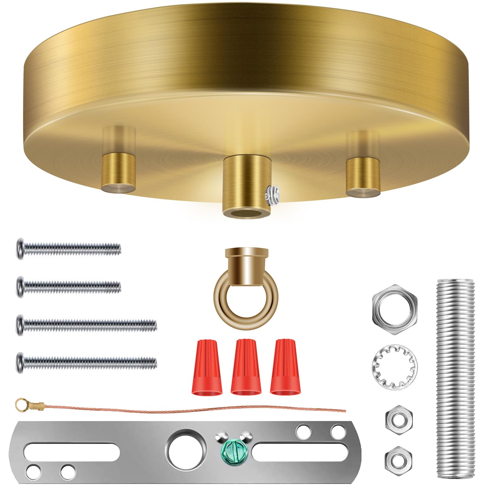 Kit de toldo de luz mejorado de 5-1/8 pulgadas con placa de cubierta de techo de repuesto resistente y accesorios de montaje para accesorios de iluminación, lámpara colgante de araña o 9