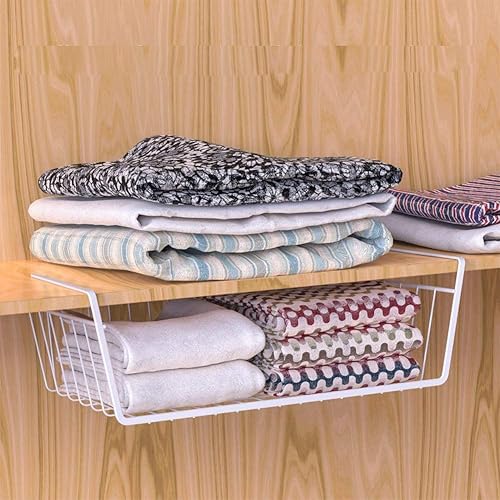 Miniatura 5 de Modern Home Cestas de almacenamiento de alambre para debajo del estante, organizador colgante para gabinete, despensa o armario, cesta de metal