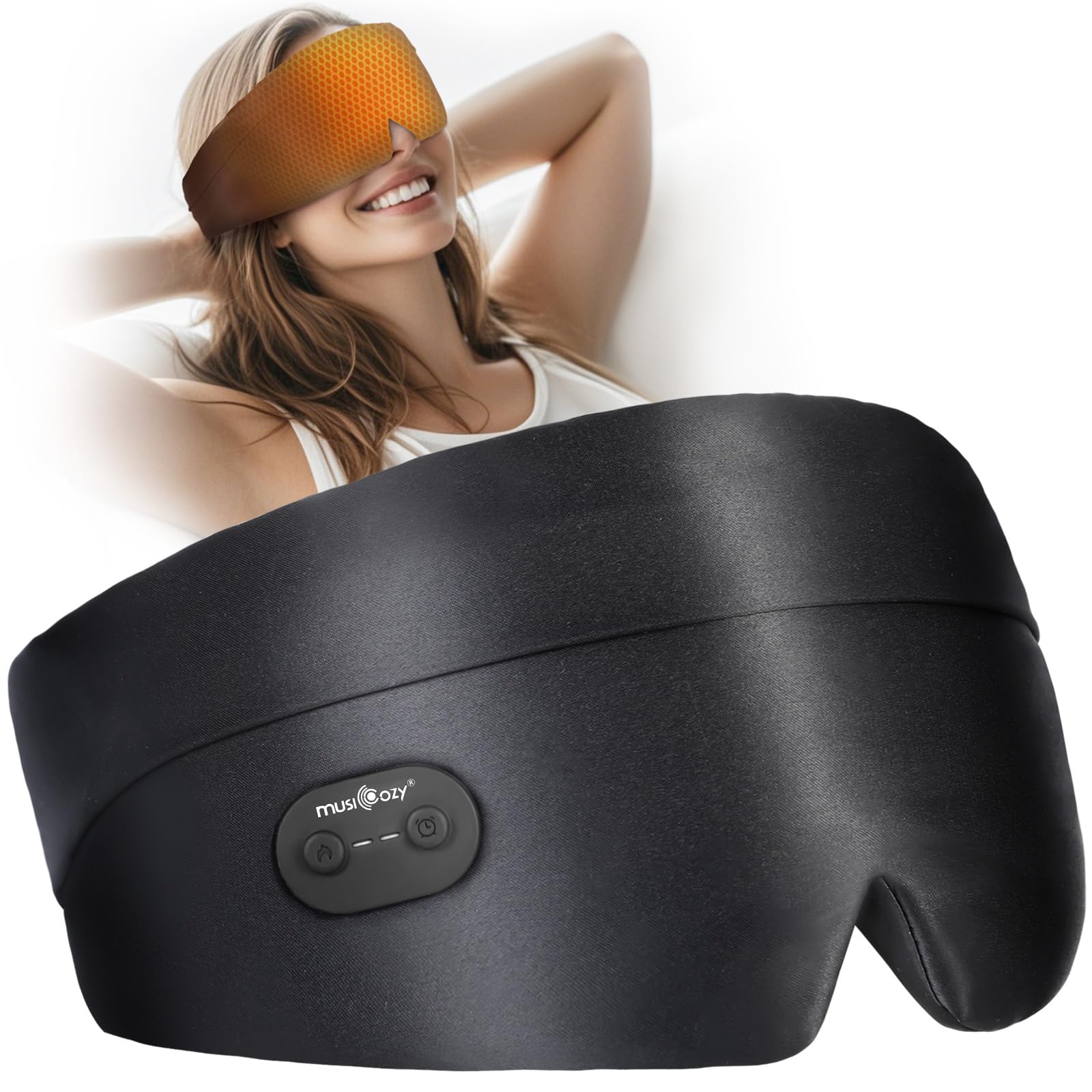 Musicozy Heated Eye Mask for Dry Eyes,Cordless Warm Eye Compress Sleep Mask,3 Heat Levels ...