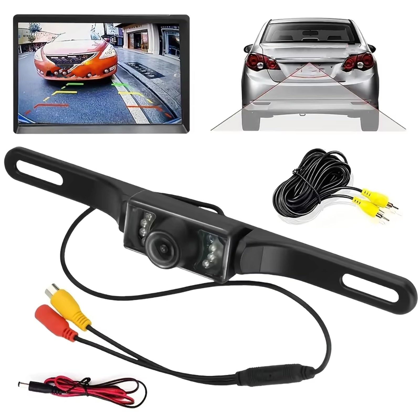 Cámara de respaldo para coche, 8 LED, cámara de respaldo para placa de matrícula, visión trasera de coche, seguridad, conducción, marcha atrás, estacionamiento, repuesto para camioneta, caravana