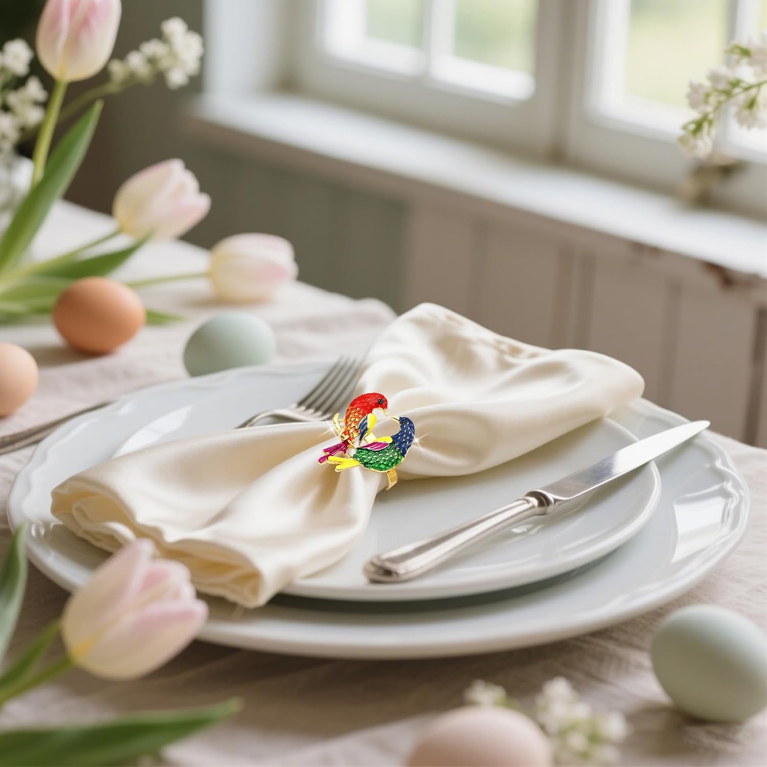 Bird Napkin Rings Set of 6 for Fall Party Christmas Dining Decor