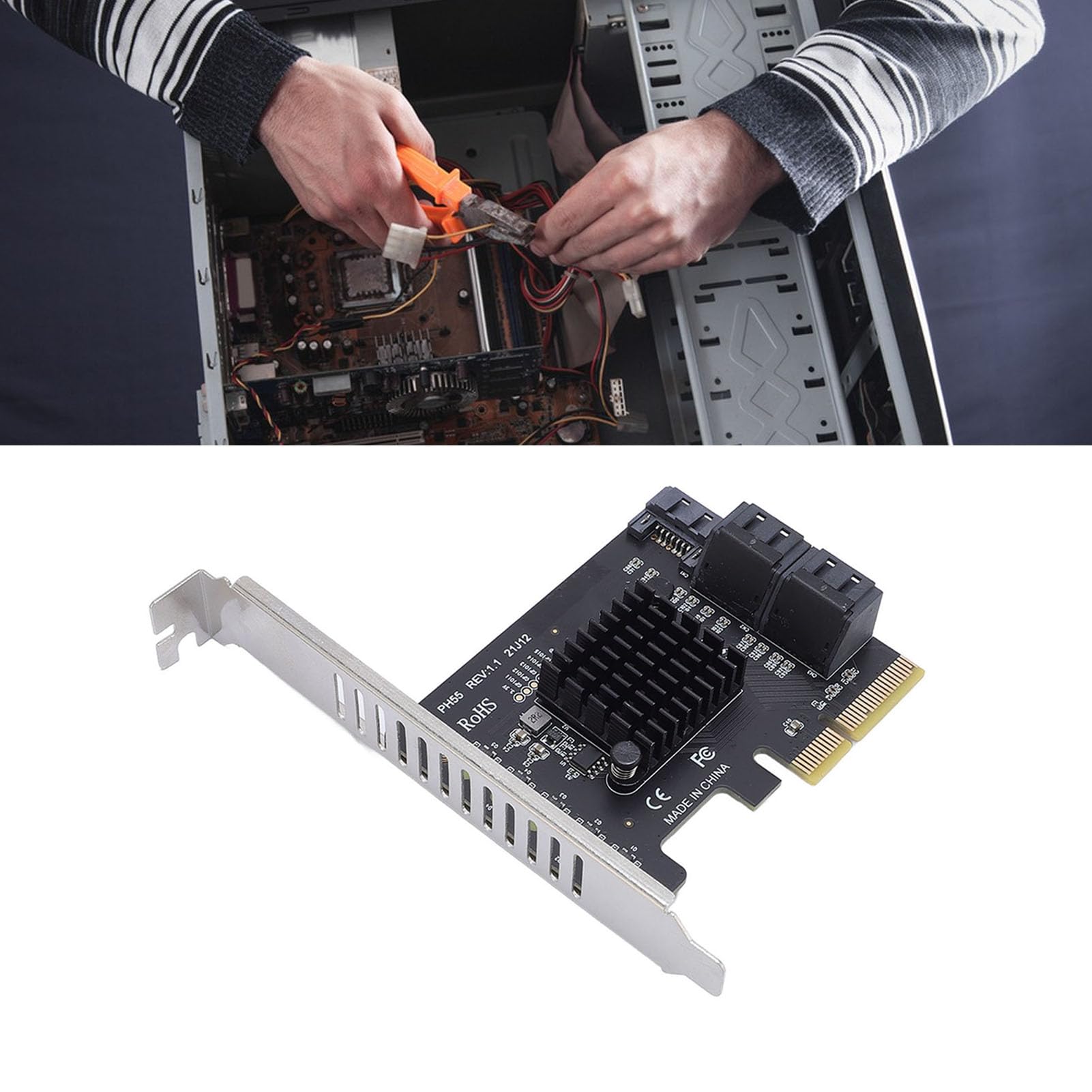 Cocoarm Scheda di Espansione PCIe, 5 Porte 3.0 6Gbps JMB585