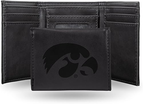 Vista 239 de Rico Industries NCAA - Cartera triple grabada con láser y tres pliegues grabada con láser, accesorio para hombre Negro