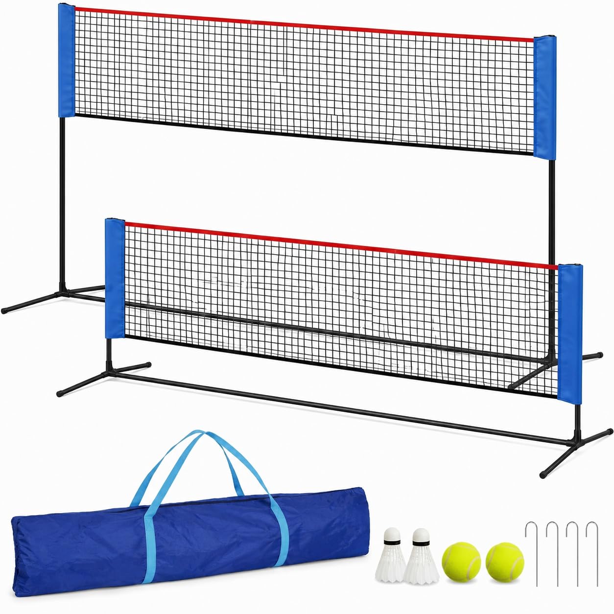 Kapler Badmintonnetz 300 cm: Höhenverstellbares Multisport-Netz 90/160 cm für Garten, Badminton, Tennis, Pickleball & Volleyball, tragbar