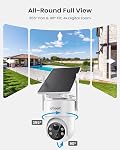 ieGeek 2K Security Cameras Wireless Outdoor, with Adjustable&Removable Solar Panel, 360°PTZ, Color Night Vision, 2.4G WiFi Camera Surveillance Exterieur, Smart Motion Sensor, Light&Siren,Work w/Alexa