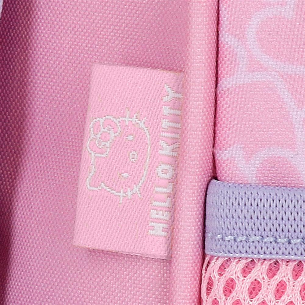 Sac à dos d'école Hello Kitty Hearts & Dots, sac à dos rose pour enfant, en polyester, compartiment principal avec poche intérieure, bretelles larges, ergonomiques et rembourrées.