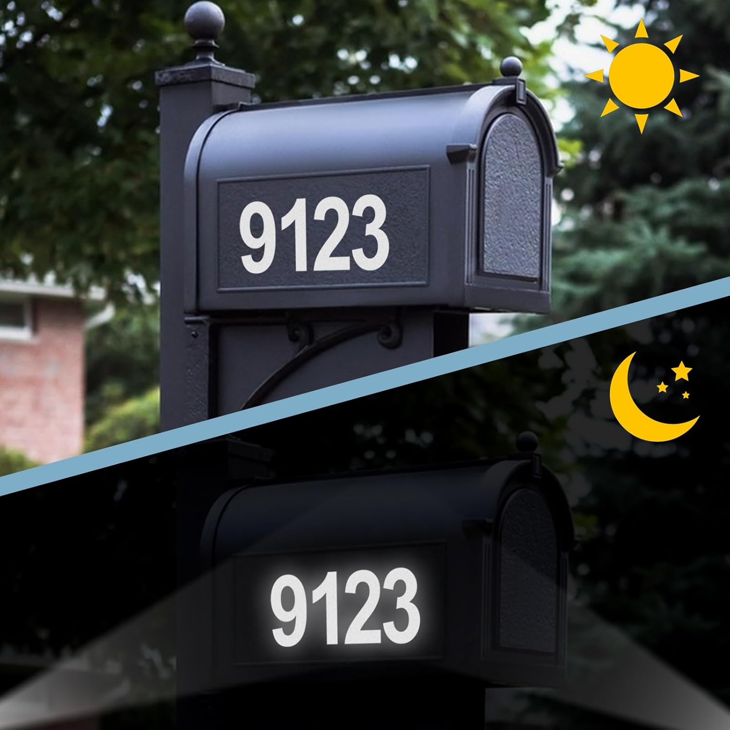 50 Pcs 3-Inch Reflective Mailbox Numbers for Outside,5 Sets Self-Adhesive House Numbers&Number Stickers with Sticky Tabs for Garbage Bins,Signs,Doors,Cars,Trucks,Home & Business Addressing