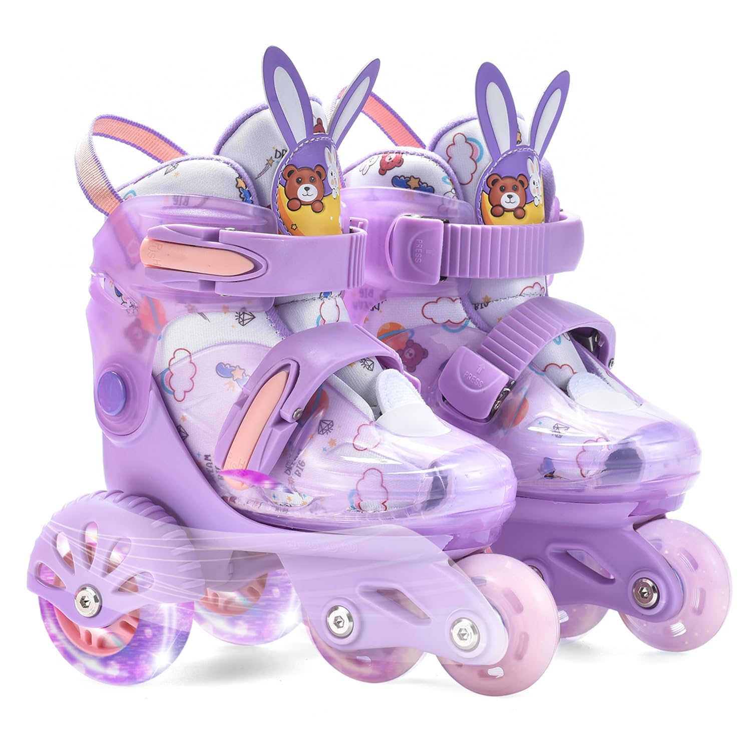 ERNAN Roller skates kids Roller boots,8 Light up Wheels and 4 Sizes Adjustable.Rollerskates for Kids Beginners, Suitable for Indoor Outdoor (Purple, XS)