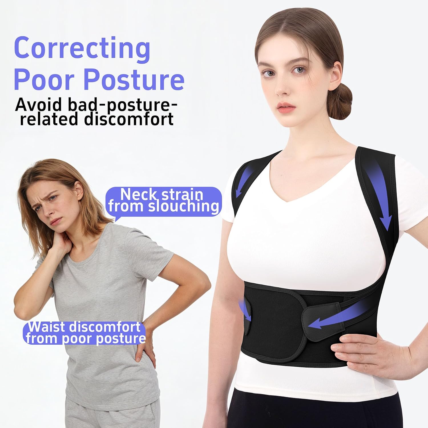 Back Brace Posture Corrector for Women and Men Upgraded Dynamic Traction Correction System Adjustable Shoulder Support Straightener Helps Reduce Upper Lower Back Pain Suitable for Hump Scoliosis Black Medium