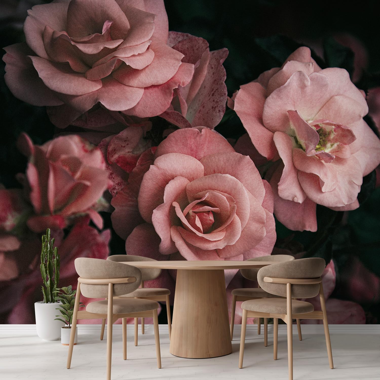 wall26 Removable Wall Sticker/Wall Mural Close Up Dark Rose Flower Blossoms Nature Wilderness Photography Decorative Botanical Relax/Calm Floral for Living Room, Bedroom, Office - 108x144 inches