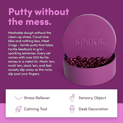 Miniatura 37 de Speks Crags- Masilla de ferrita, + de 500 piedras de ferrita en una lata, juguete de escritorio antiestrés p/la ansiedad, p/adultos y adolescentes