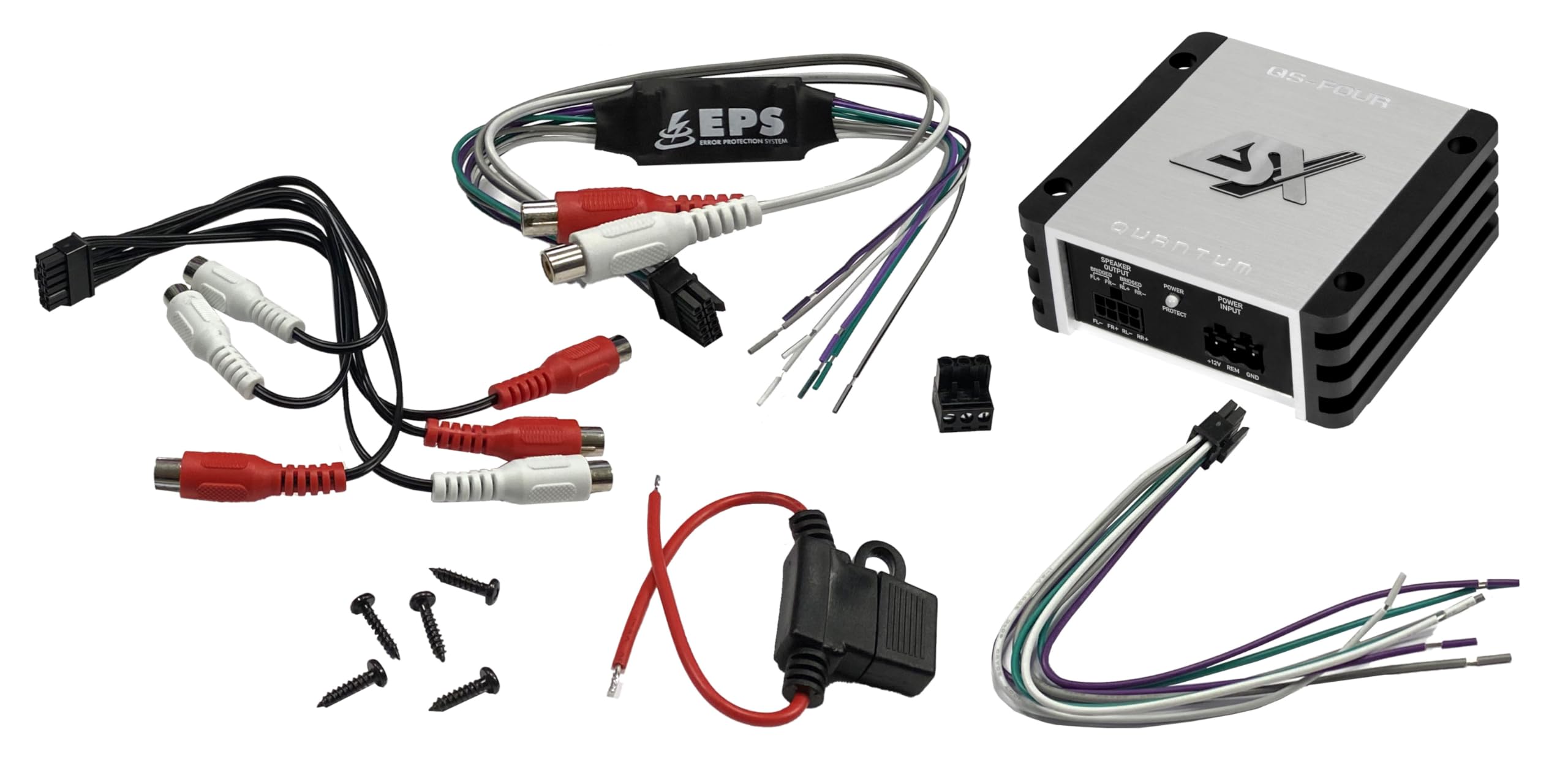 ESX QUANTUM QS-FOUR-BT | 4-Kanal Class D Mini-Verstärker mit integriertem Bluetooth für Audiostreaming und 240 W RMS | QUANTUM-SERIE