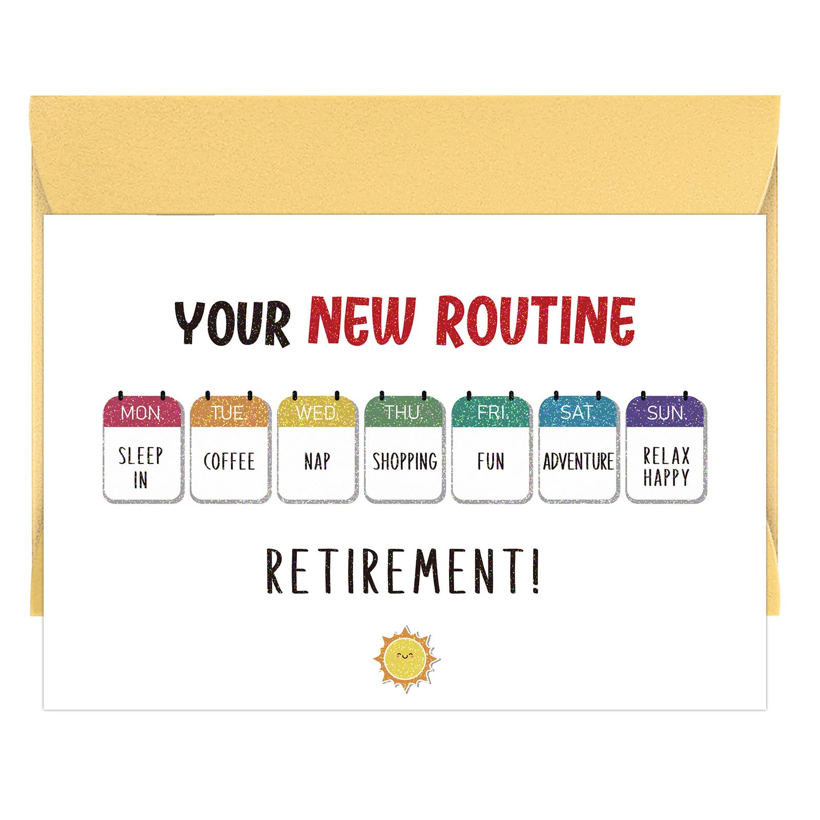 GROWTHMAGIC Retirement Card for Women and Men - Funny Happy Retirement Card 5.5"x8" wih Envelope, (Your New Routine) Humorous Coworker Retire Gift