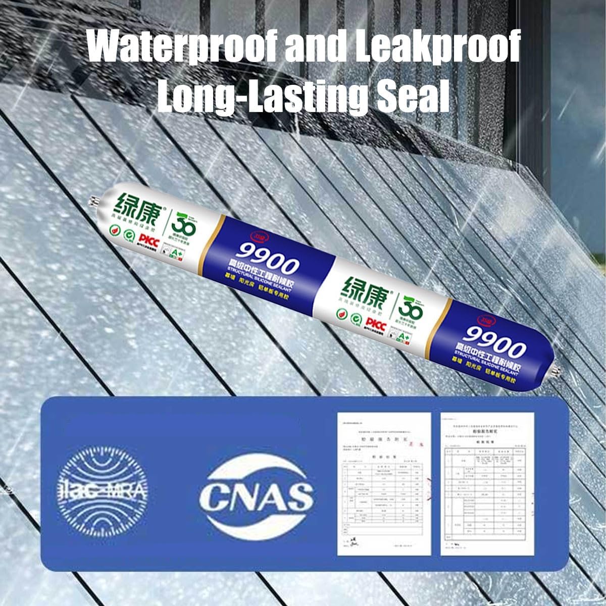9900 Silicone Waterproof Sealant, Clear Multipurpose Caulk for Roof & Wall Cracks, UV Heat Resistant, Indoor Outdoor Use for RV Gutter Tile Stone (Black,2Pcs)