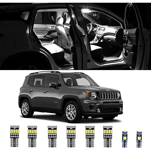 AWALITED 10pcs Interior LED Lights Kit Super Bright LED Map Dome Light Bulbs for 2015 2016 2017 2018 2019 2020 2021 Jeep Renegade all models